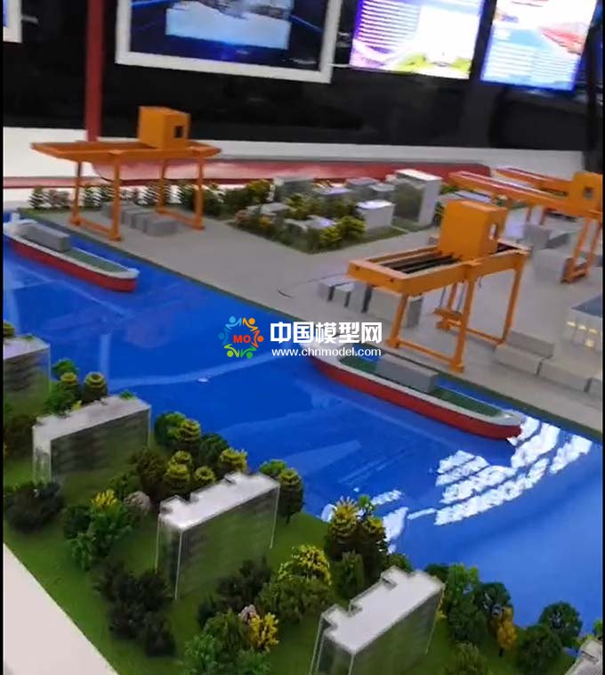 智慧的物流內(nèi)河多用途碼頭沙盤模型